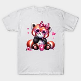 Valentine Fox Drinking Ice Cream T-Shirt